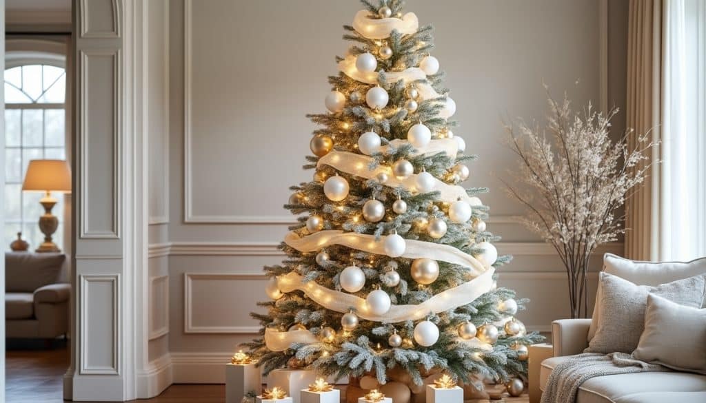 Sapin de Noël blanc et doré : construire la palette