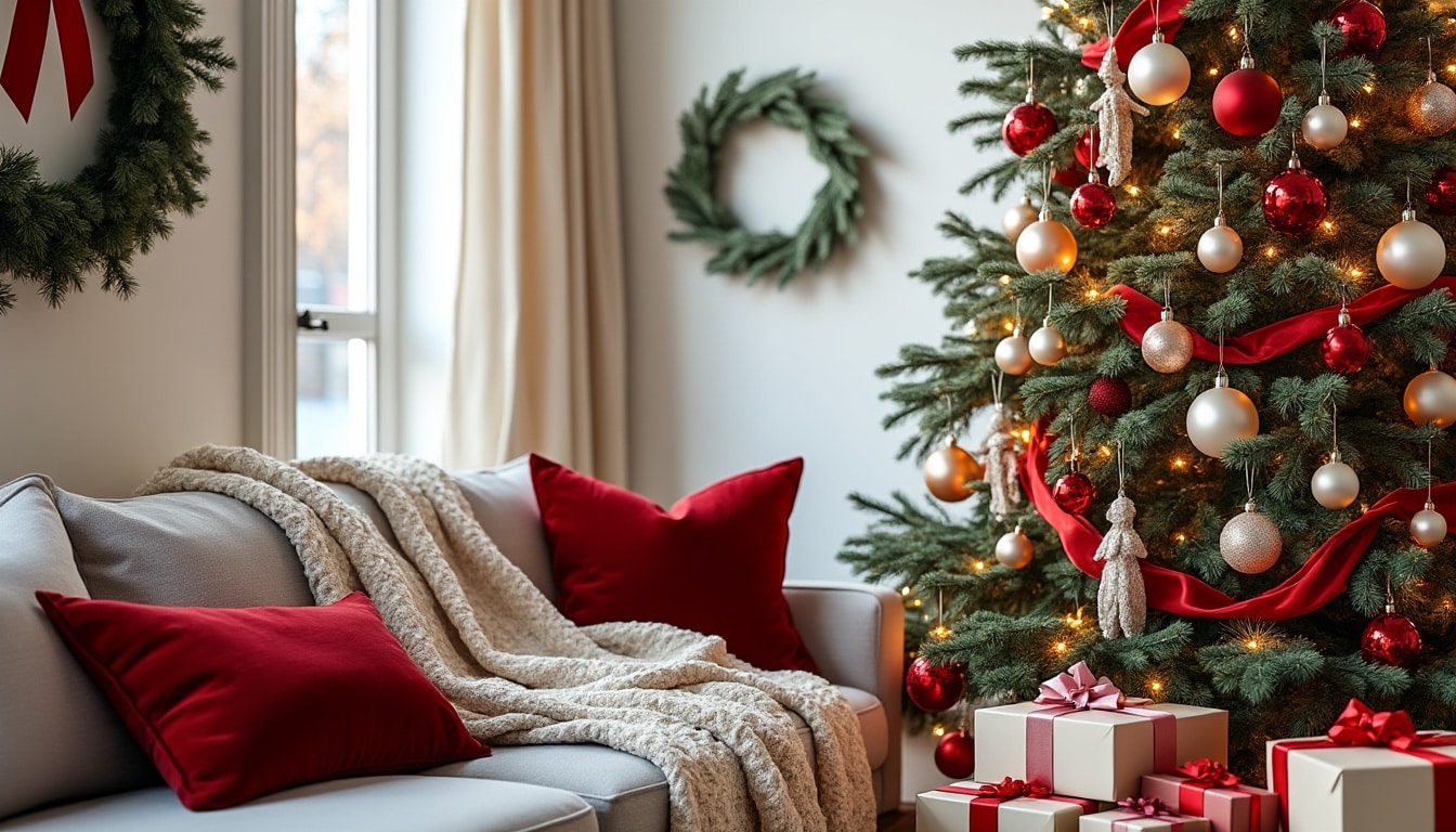 Décoration de Noël rouge et blanc : la palette classique revisitée