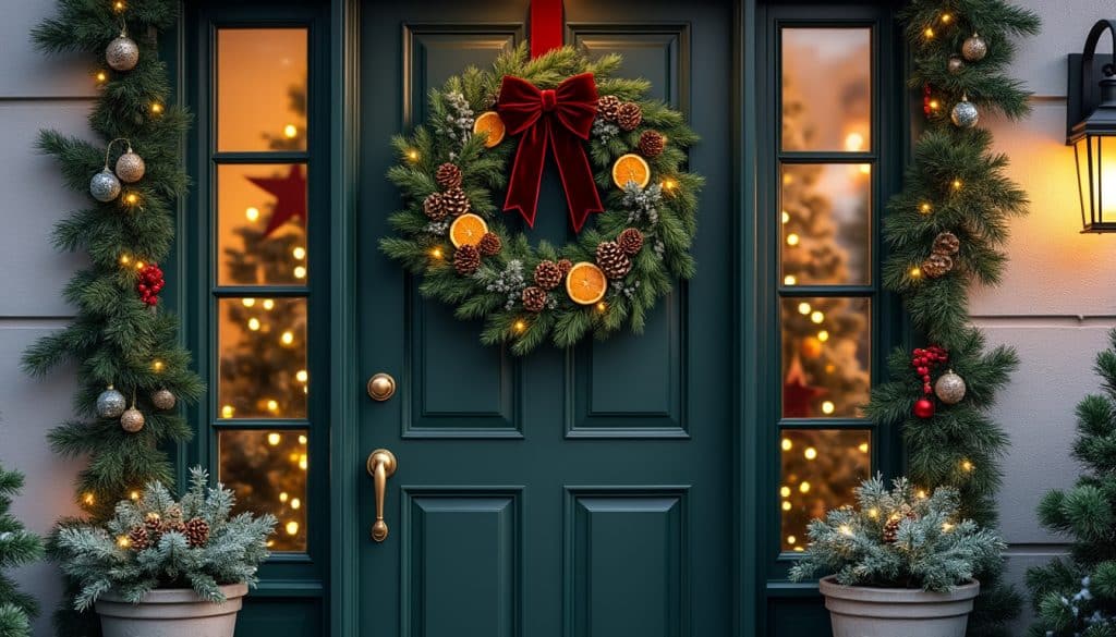 Décorer sa porte d&rsquo;entrée pour Noël : couronnes et compositions